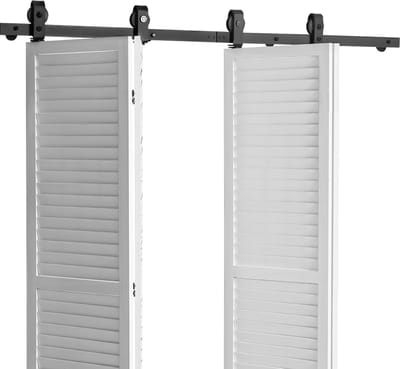 Schuifdeursysteem voor vouwdeuren, 193 cm beslag, geschikt voor vier 45,7 cm brede deuren van kasten, pantry's en wasserijen (deuren niet inbegrepen)