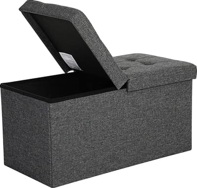 Hoppa! Zitbank - zitkist - zitpoef - voetenbank - hocker met opbergruimte en deksel - 80 L - Grijs - MDF - 76 x 38 x 38 cm