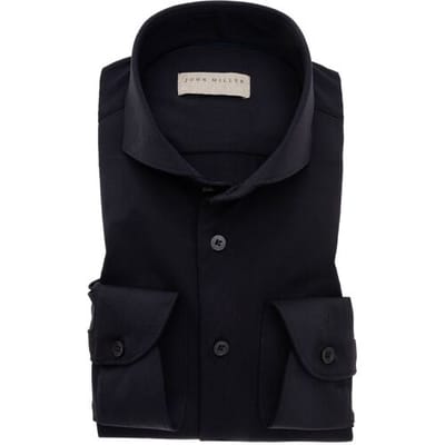John Miller Overhemd Stretch Uni Cutaway Zwart / male