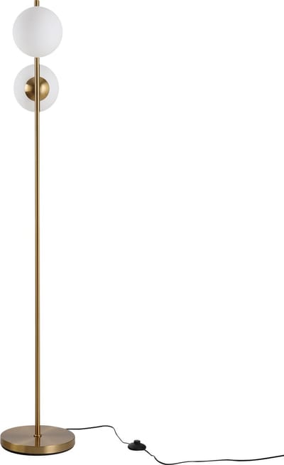 HOMCOM - Staande lamp - 2 glazen Kappen - E27 - Goud