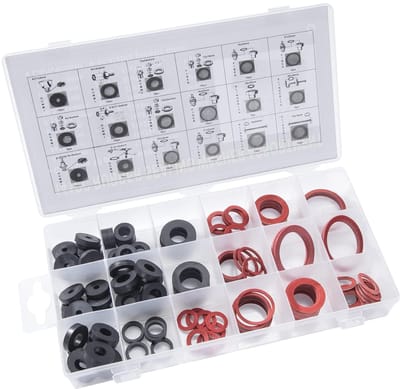 Complete set afdichtingsringen - 141 stuks - O-ringen set 225-delige doos - 18 maten - rubber, fiber, EVA - Geschikt Voor sanitair en lekbescherming - Rubberen ringetjes set - Afsluitringetjes set - O-ringen set doos - Rubberen ringetjes