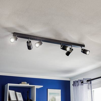 Luminex Plafondspot Rondo zwart/chroom, 6-lamps