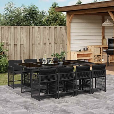 vidaXL - 9-delige - Tuinset - poly - rattan - zwart