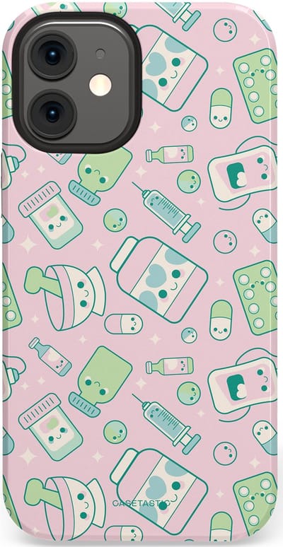 Casetastic Hoesje Geschikt voor Apple iPhone 12 Mini - Stijlvolle Beschermende Duo-layer Case - Geneeskrachtig Roze