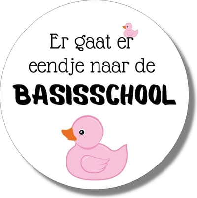 20 x Roze Traktatiestickers - Er Gaat Er Eendje Naar De Basisschool - Sluitsticker Afscheid | Wensetiket - Traktatiesticker Verjaardag - Kinder Traktatie - Traktatie Kinderdagverblijf Peuterspeelzaal