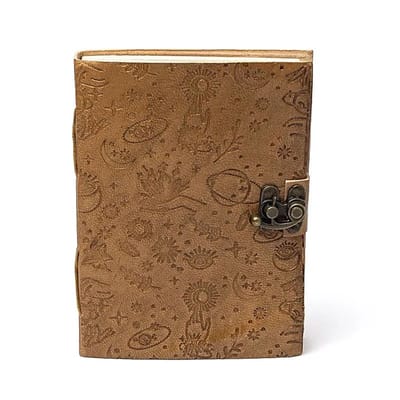 Notitieboek mystieke symbolen met kunstleren omslag – ± 13 cm x 18 cm