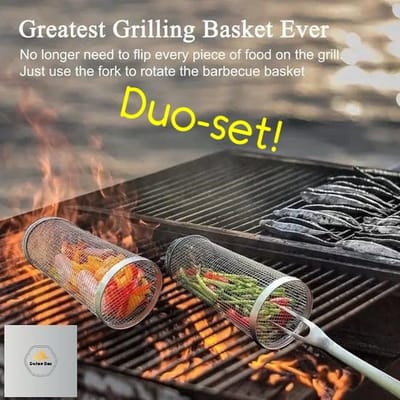 SwissBex Duoset: 30CM Grillmand & BBQ Rooster - Perfect voor Handig Barbecuen 2.0