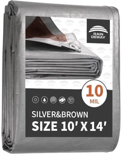 Heavy Duty Waterdicht Dekzeil 10x14 Voet - Multifunctioneel Poly Tarp met Grommets