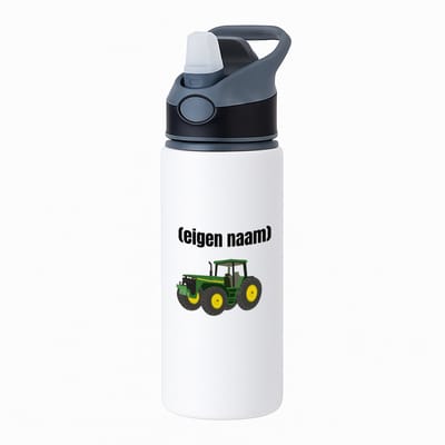 Hacebo® - Tractor waterfles met rietje zwart - Boer - Boer of boerin - met eigen naam - leuk cadeau voor iemand die op de boerderij werkt - cadeau - kado - water fles - 650ML