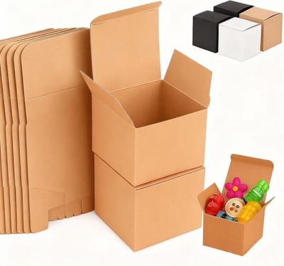 pappschachtel, 15 stuks geschenkdozen van kraftpapier, kartonnen dozen, dozen met deksel, vierkante geschenkdoos, 10 x 10 x 10 cm, Ideaal voor cadeaus, feesten, verjaardagen, bruiloften, herbruikbaar