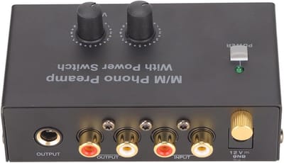 PP500P Phono-voorversterker, Pro Low Noise Platenspeler-voorversterker, DC 12V-adapter, Sluit Draaitafels aan op -ingang, Versterk Muziek voor Luidsprekers,