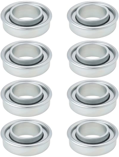 Dailygoods- Wiellagers 8 Stuks - Heavy Duty Trolley - Buitendiameter 35mm - Binnendiameter 20mm - Hoogte 12mm - Zilver Ijzer - Lager