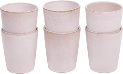Kade 171 Lissabon koffiemokken 6 stuks 250 ml - Portugees stoneware wit bruine spikkel