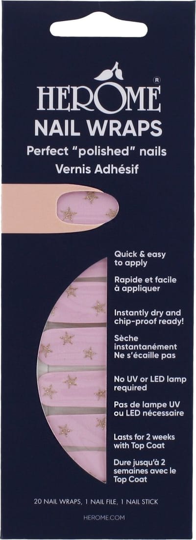 Herome Nail Wraps Starry Pink - Nagelstickers - Nail Art - Zonder Droogtijd - 2x10 stickers