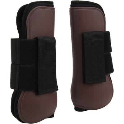 1 Paar Paard Ondersteuningslaarzen PU Schaal Neopreen Beschermende Paardenbeenbeschermer voor Springen Jagen Bruin M(315 X 180mm / 12.4 X 7.09in) black