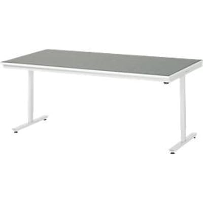 Rau werktafel Adlatus, elektrisch in hoogte verstelbaar, 25 mm spaanplaat, bekleding linoleum, 150 kg, B 2000 x D 1000 x H 720-1120 mm, lichtgrijs/lichtgrijs