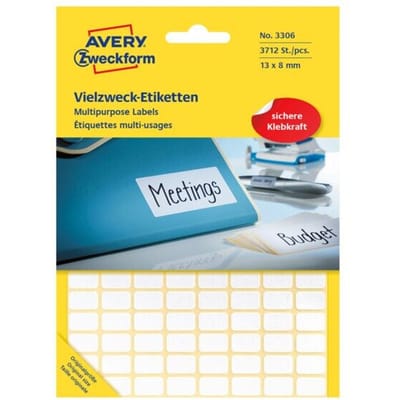 Huismerk Avery 3306 Handmatige Etiket 13x8mm Wit