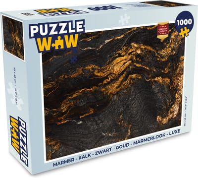 Puzzel Marmer - Kalk - Zwart - Goud - Marmerlook - Luxe - Legpuzzel - Puzzel 1000 stukjes volwassenen