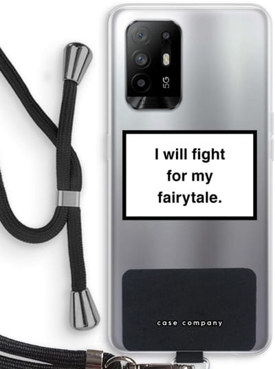 Case Company® - Hoesje met koord geschikt voor Oppo A94 5G hoesje met Koord - Fight for my fairytale - Telefoonhoesje met Zwart Koord - Bescherming aan alle Kanten en Over de Schermrand