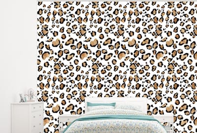 Behang - Fotobehang Panterprint - Bruin - Patronen - Breedte 300 cm x hoogte 240 cm