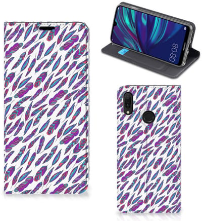 Huawei Y7 hoesje Y7 Pro (2019) Hoesje met Magneet Feathers Color