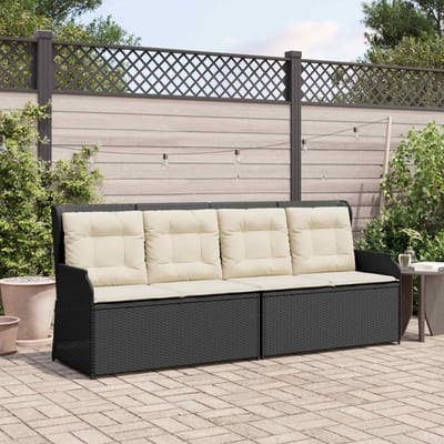vidaXL Tuinbank Zwart poly rattan