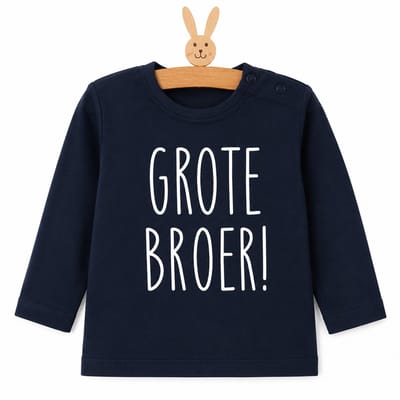 baby shirt met tekst jongen grote broer cadeau aanstaande zwangerschap aankondigen bekendmaken opa en oma oom tante little  brother big blauw lange mouw maat 74