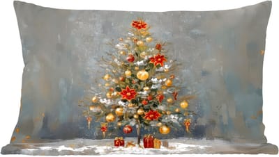 Sierkussens - Kussentjes Woonkamer - 60x40 cm - Kerstboom - Cadeaus - Rood - Goud