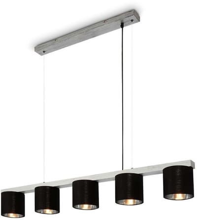 HANGLAMP, 136 CM, EXCL. 5X E14, ANTIEK ZILVER