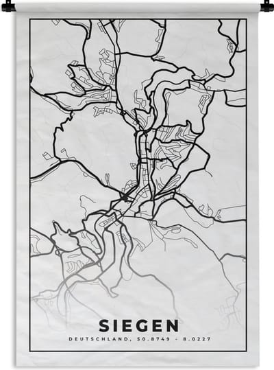 Wandkleed - Wanddoek - Siegen - Plattegrond - Kaart - Stadskaart - 120x180 cm - Wandtapijt