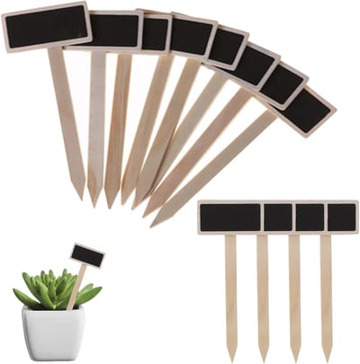 12 stuks houten plantenmarkers, decoratieve etiketten voor tuin, kruiden, zaden en bloemen in potten, rechthoekige mini-borden