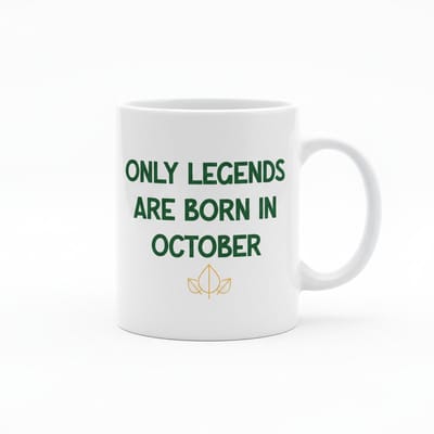 Only Legends Are Born in October Mok – Verjaardag Quote Design – Witte Keramische Koffiemok 330 ml