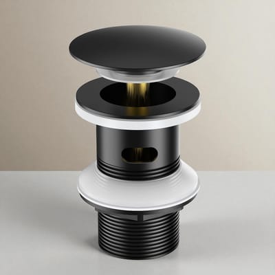 Auralum max Universele afvoerset voor wastafel - Met Overloop - Zwart - Met Afdichting -RVS - Zwart
