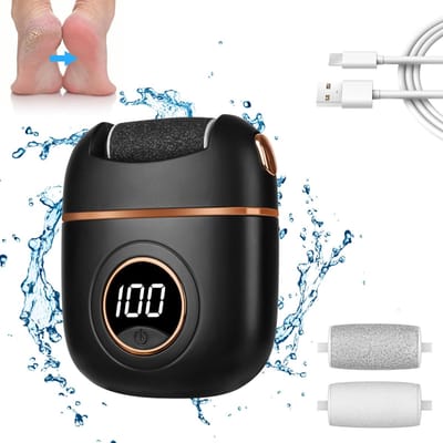 QTTVBTNA -Elektrische Voetvijl met LCD-Display – Oplaadbare Pedicure Set met 3 Schuurkoppen – Voor Eeltverwijdering & Zachte Voeten