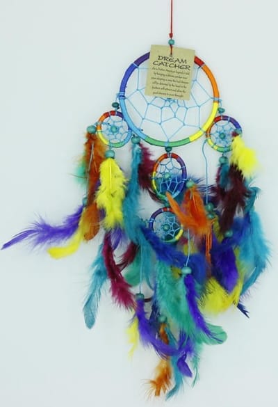 Dromenvanger / Dreamcatcher ±Ø9cm regenboog met kleintjes