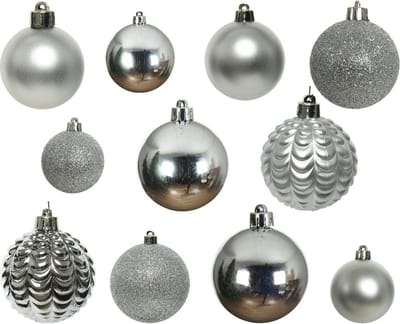 100x stuks kunststof kerstballen zilver mix 4, 5, 6, 7 en 8 cm - Onbreekbare plastic kerstballen