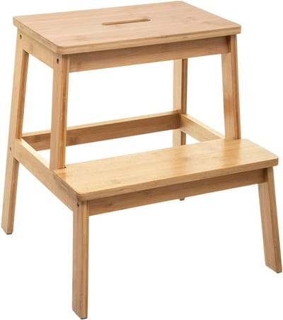 Famanu - Bamboe trapladder met 2 treden, Scandinavisch ontwerp, 43x43x47 cm
