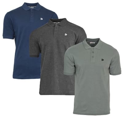 3-Pack Donnay - Polo (Noah) - Sportpolo - Heren - Navy/Charcoal/Jungle green (647) - maat S