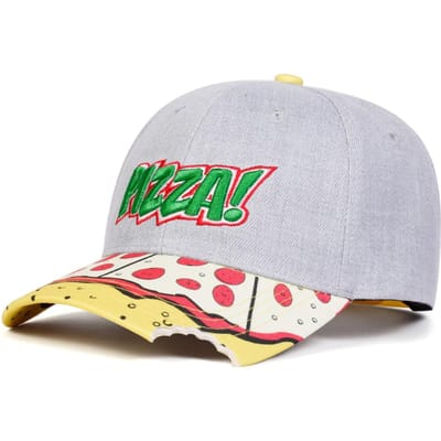 Unisex Pizza Letter Borduur Baseballpetten Buiten Verstelbaar Lente en Herfst Casual Zonbescherming Hoed white