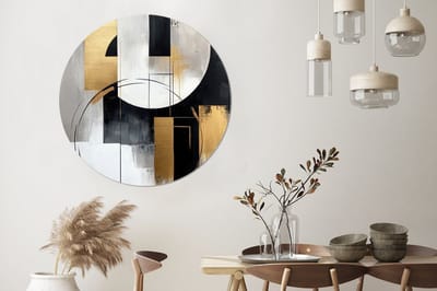 WallCircle - Wandcirkel - Muurcirkel - Abstract - Goud - Zilver - Vormen - Aesthetic - Aluminium - Dibond - 120x120 cm - Binnen en Buiten XXL