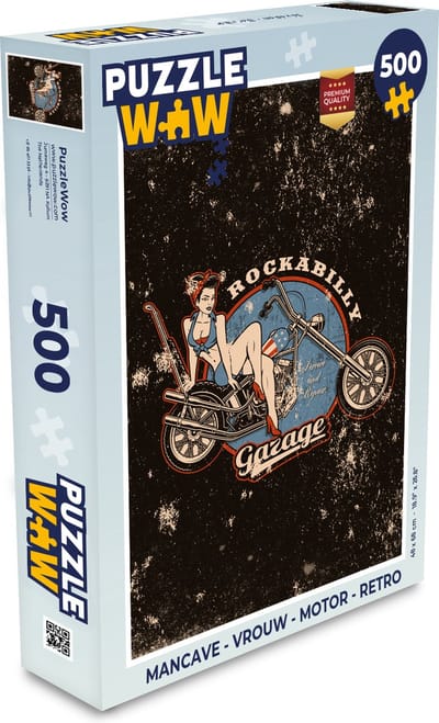 Puzzel Mancave - Vrouw - Motor - Retro - Legpuzzel - Puzzel 500 stukjes