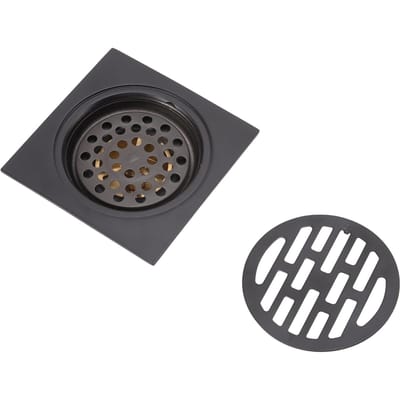 Bonde de sol Style Européen Antique Acier Inoxydable et Cuivre Carré Grille de Douche pour Balcon Cuisine Noir black