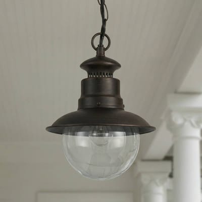 Lindby - Hanglampen buiten - 1licht - Ijzer, glas - H: 30 cm - E27 - roestbruin, helder