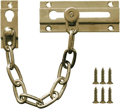 Deurketting - Zware Beveiligingsdeurslotketting - Antieke Afwerking - Lange Ketting en Massief Messing met Roestbestendige Functie - Sterke Deurbeveiligingsketting voor Thuis