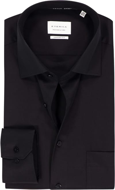 ETERNA comfort fit overhemd - twill heren overhemd - zwart - Strijkvrij - Boordmaat: 43
