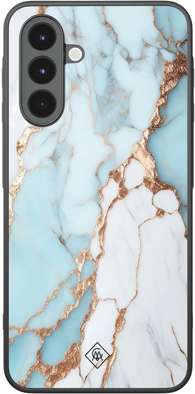 Casimoda® hoesje - Geschikt voor Samsung Galaxy A16 - Marmer Lichtblauw - Zwart TPU Backcover - Marmer - Blauw
