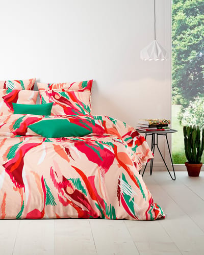 Mistral Home - DEKBEDOVERTREK - katoen renforcé - 140 x 200 cm + 65 x 65 cm - eenpersoons - botanisch - roze