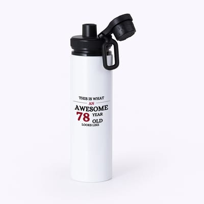 Hacebo® - An awesome 78 year waterfles met draaidop zwart - Hoera 78 jaar - 78 geworden - verjaardagscadeau - cadeau voor opa/oma - water fles - 850ML