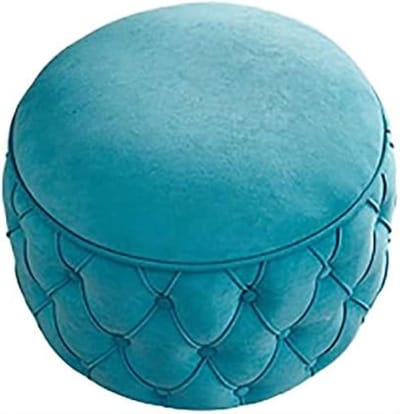 Fluwelen Voetsteun - Ronde Kruk - Woonkamer Decoratie - Verborgen Opbergruimte - 58x58x43 cm - Blauw