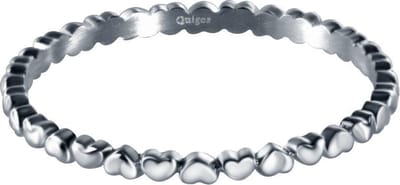Quiges Stapelring Dames - Vulring Harten - RVS Zilverkleurig - Maat 19 - Hoogte 2mm